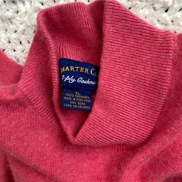 Women’s Charter Club 2-Ply Pink Cashmere Mock Neck Sweater EUC Size L/XL - Picture 2 of 6